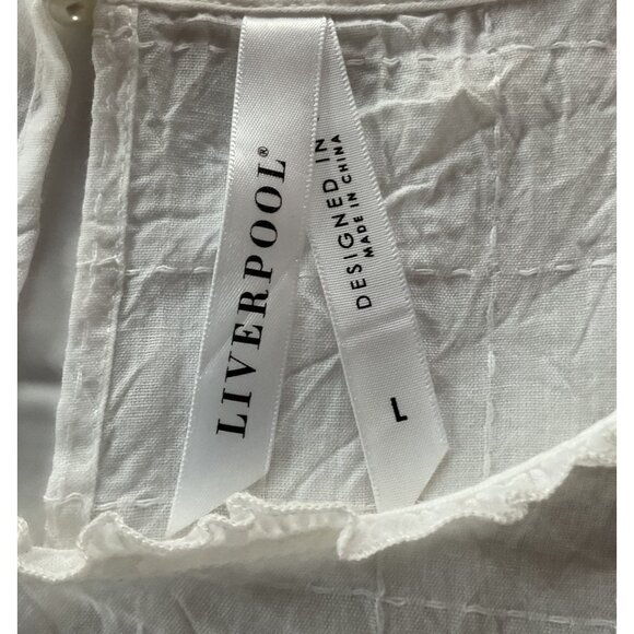 NWT Liverpool Womens Ruffled Hem White Top Size L Lightweight Cotton Blend NEW - Picture 5 of 13
